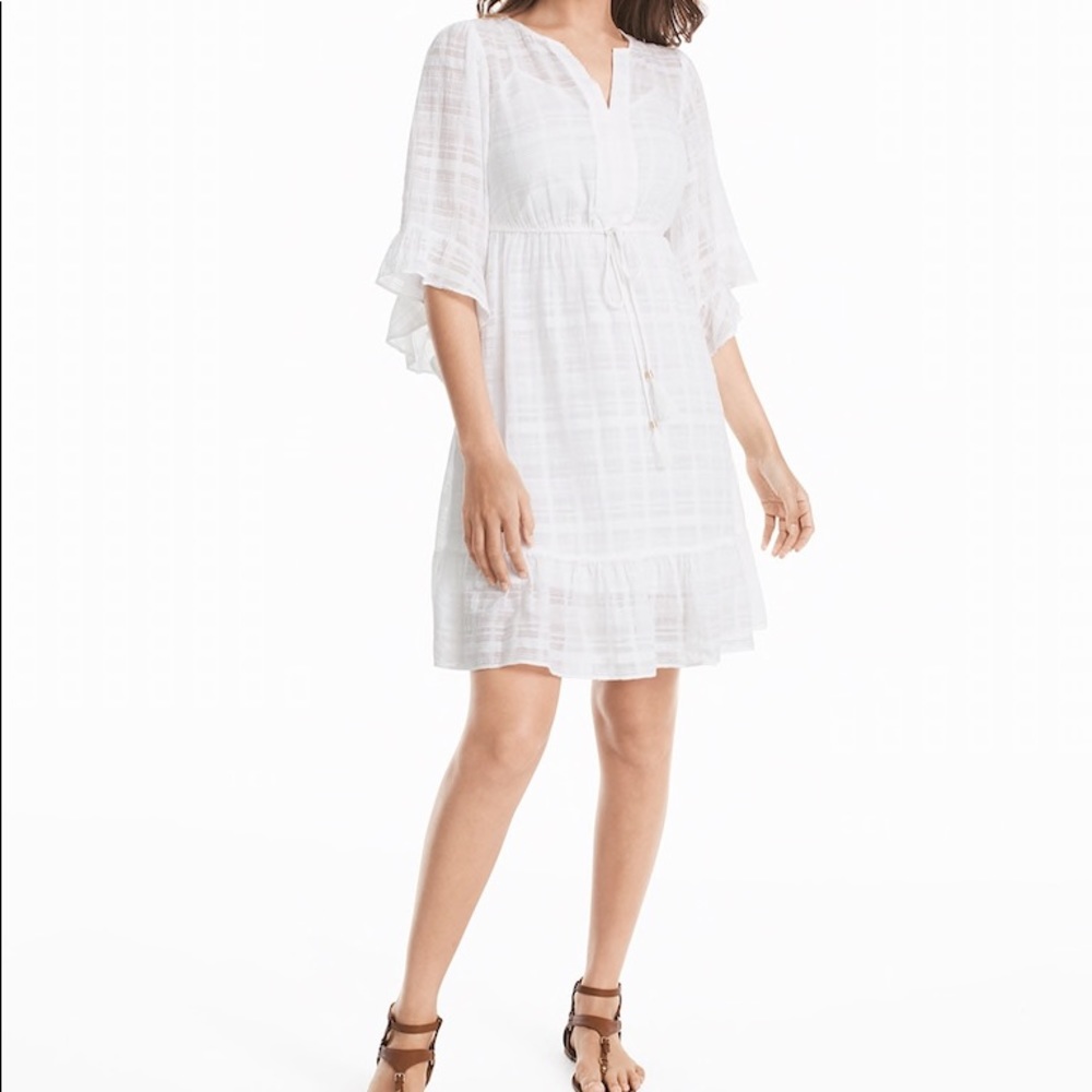 Boho white dress ruffle sleeve NWT